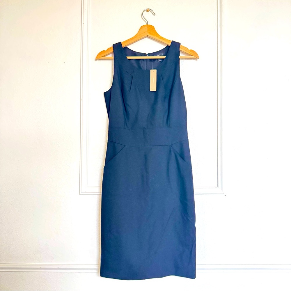 J Crew Wool Sheath Dress Womens Size 4 Black Sleeveless Lined Zip Back